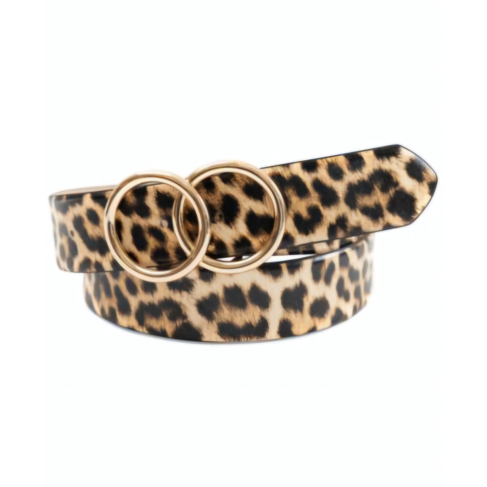 I.N.C International Concepts Women's Double Circle‎ Leopard Belt  Sizes L & XL
